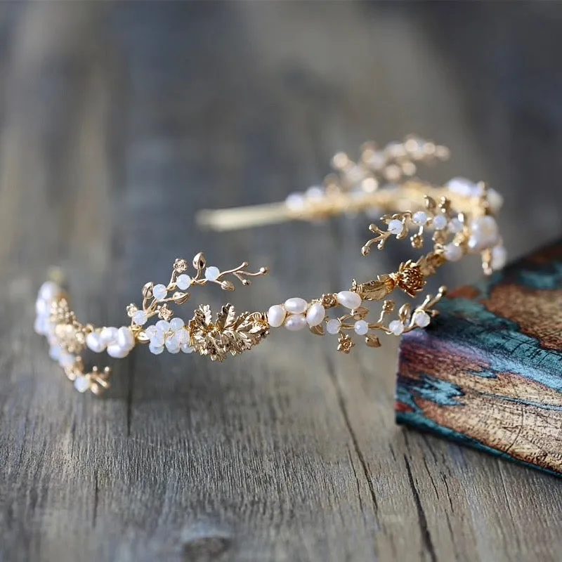 "Reatta" - Opal and Freshwater Pearl Bridal Headband