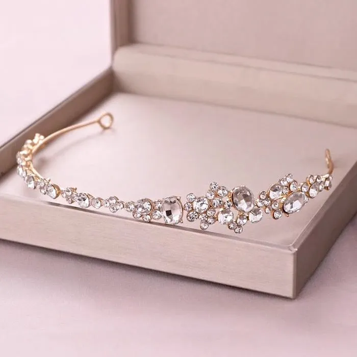 "Ruby" - Crystal Bridal Side Headband - Available in Rose Gold and Silver