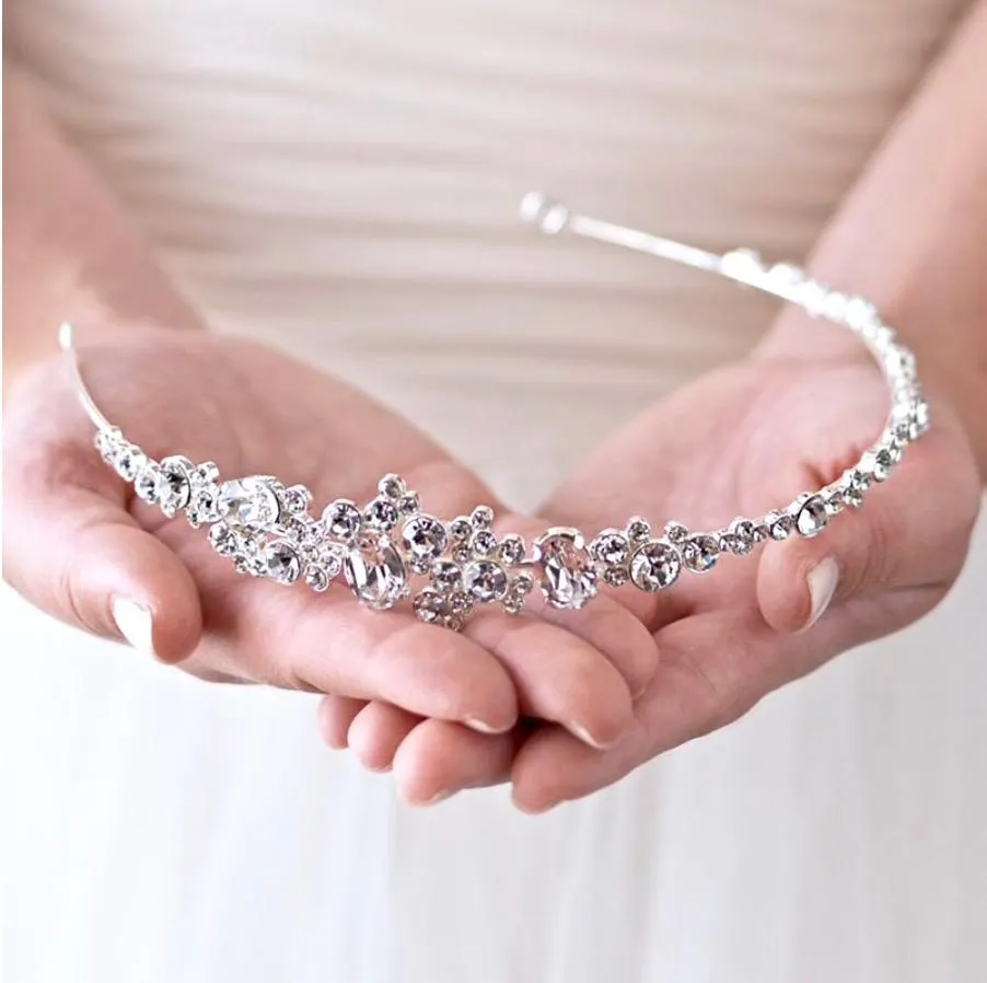 "Ruby" - Crystal Bridal Side Headband - Available in Rose Gold and Silver