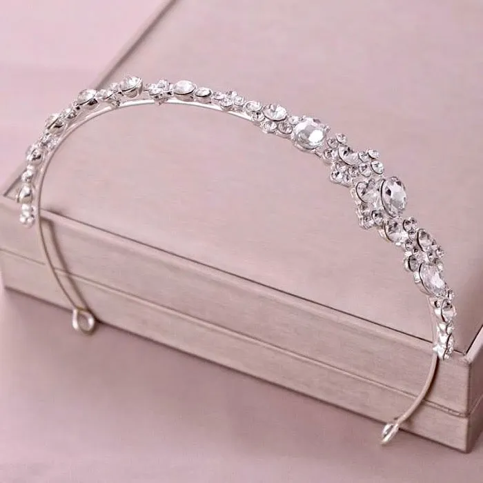 "Ruby" - Crystal Bridal Side Headband - Available in Rose Gold and Silver