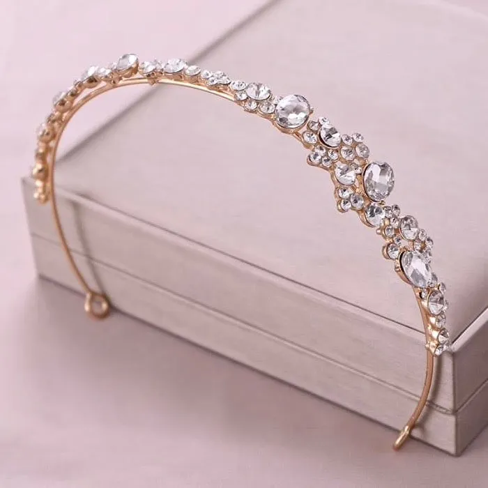 "Ruby" - Crystal Bridal Side Headband - Available in Rose Gold and Silver