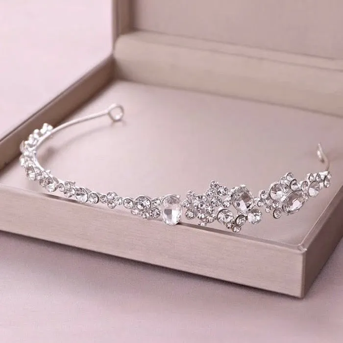 "Ruby" - Crystal Bridal Side Headband - Available in Rose Gold and Silver