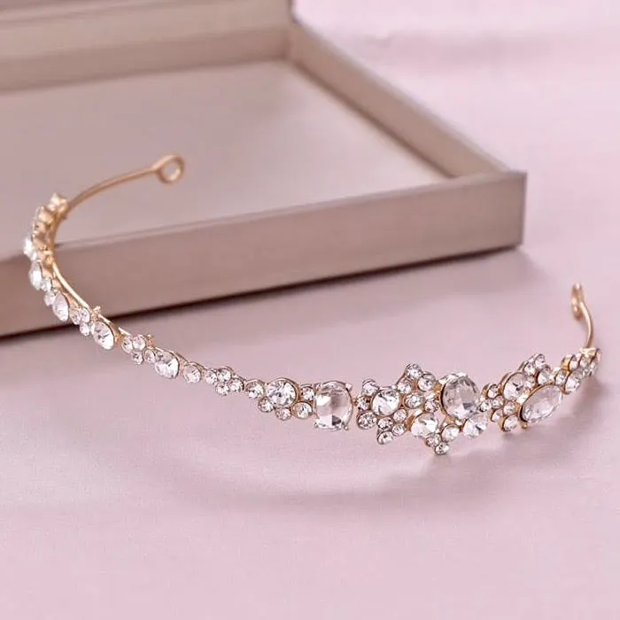 "Ruby" - Crystal Bridal Side Headband - Available in Rose Gold and Silver