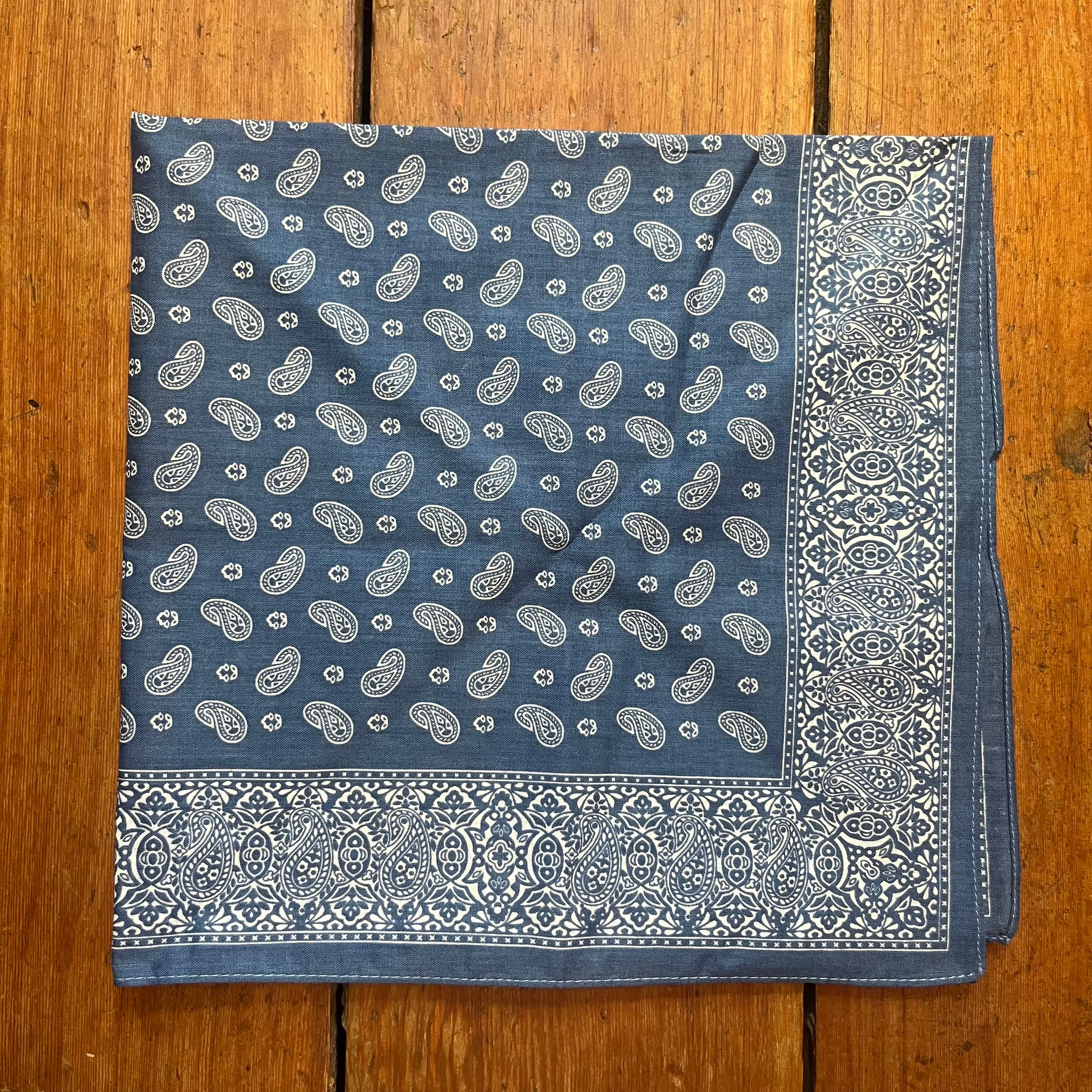 Regent - Cotton Hanky - Bandana - Blue with White Paisley