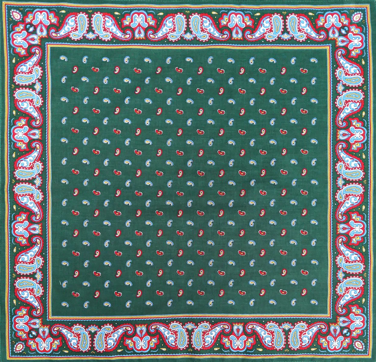 Regent - Cotton Hanky - Bandana - Dark Green Paisley