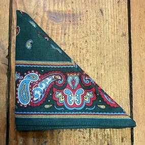 Regent - Cotton Hanky - Bandana - Dark Green Paisley