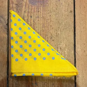Regent - Cotton Hanky - Bandana - Sunflower Yellow with Sky Blue Spot