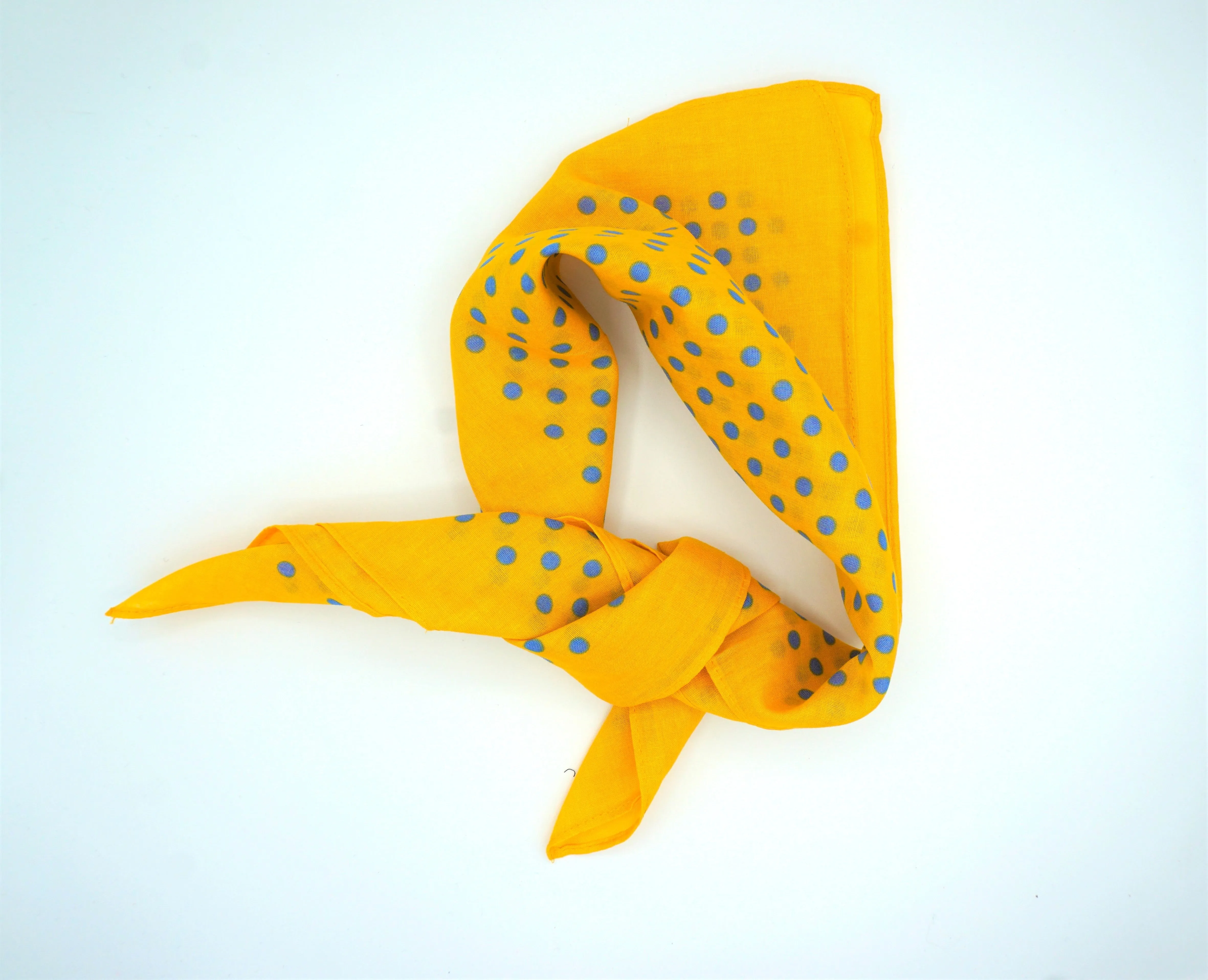Regent - Cotton Hanky - Bandana - Sunflower Yellow with Sky Blue Spot