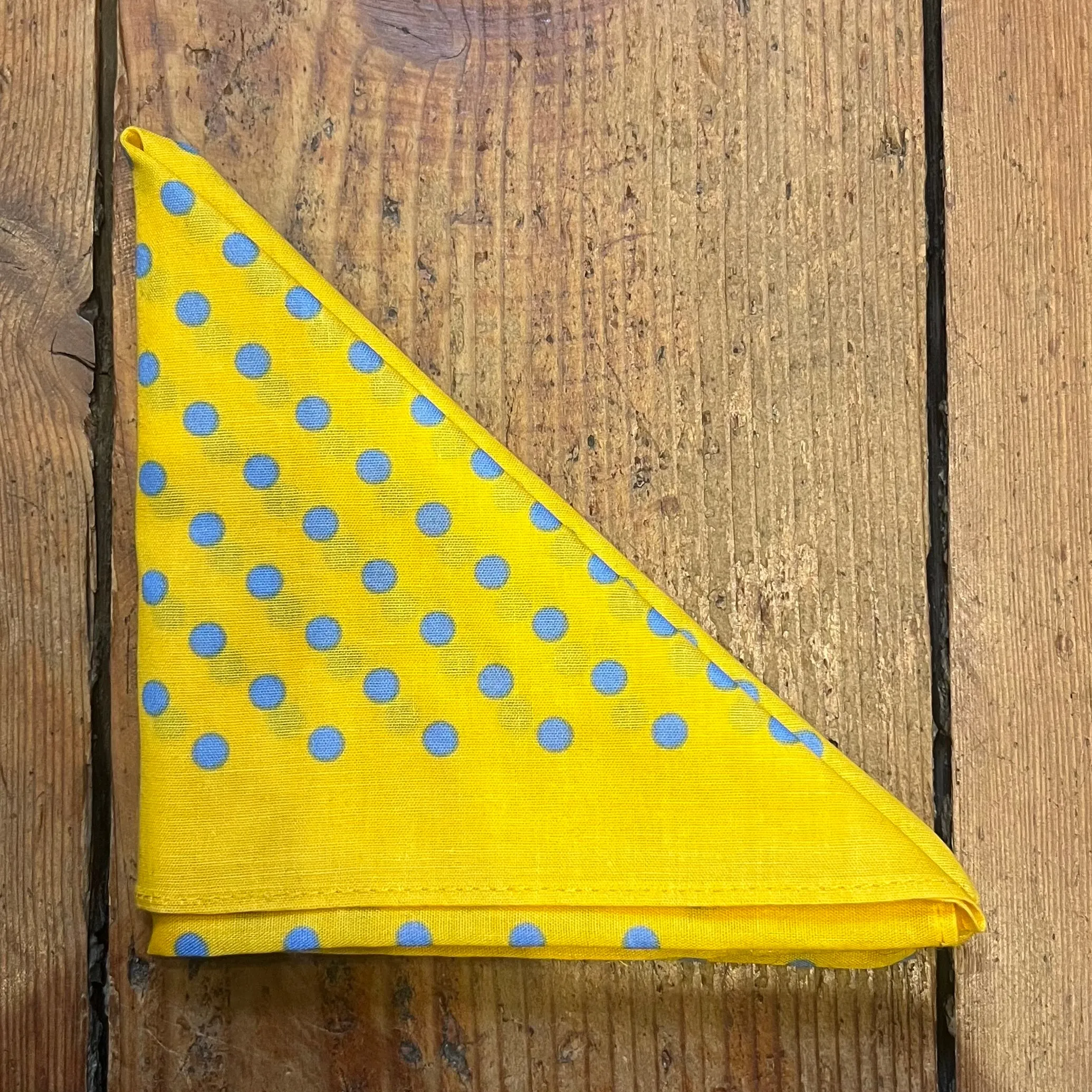Regent - Cotton Hanky - Bandana - Sunflower Yellow with Sky Blue Spot