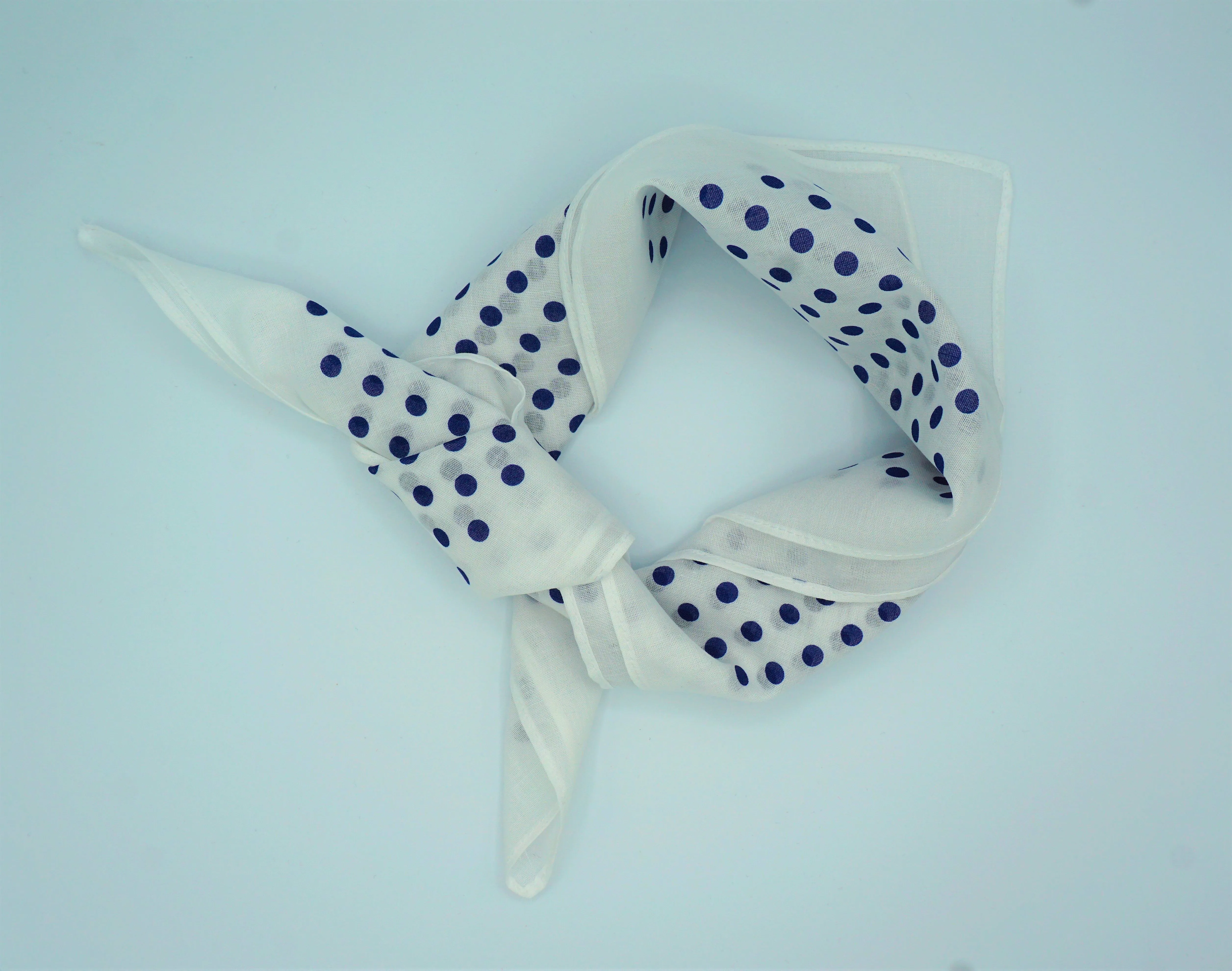 Regent - Cotton Hanky - Bandana - White with Blue Spot