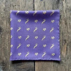Regent - Wool/Silk Pocket Square - Purple Rabbits