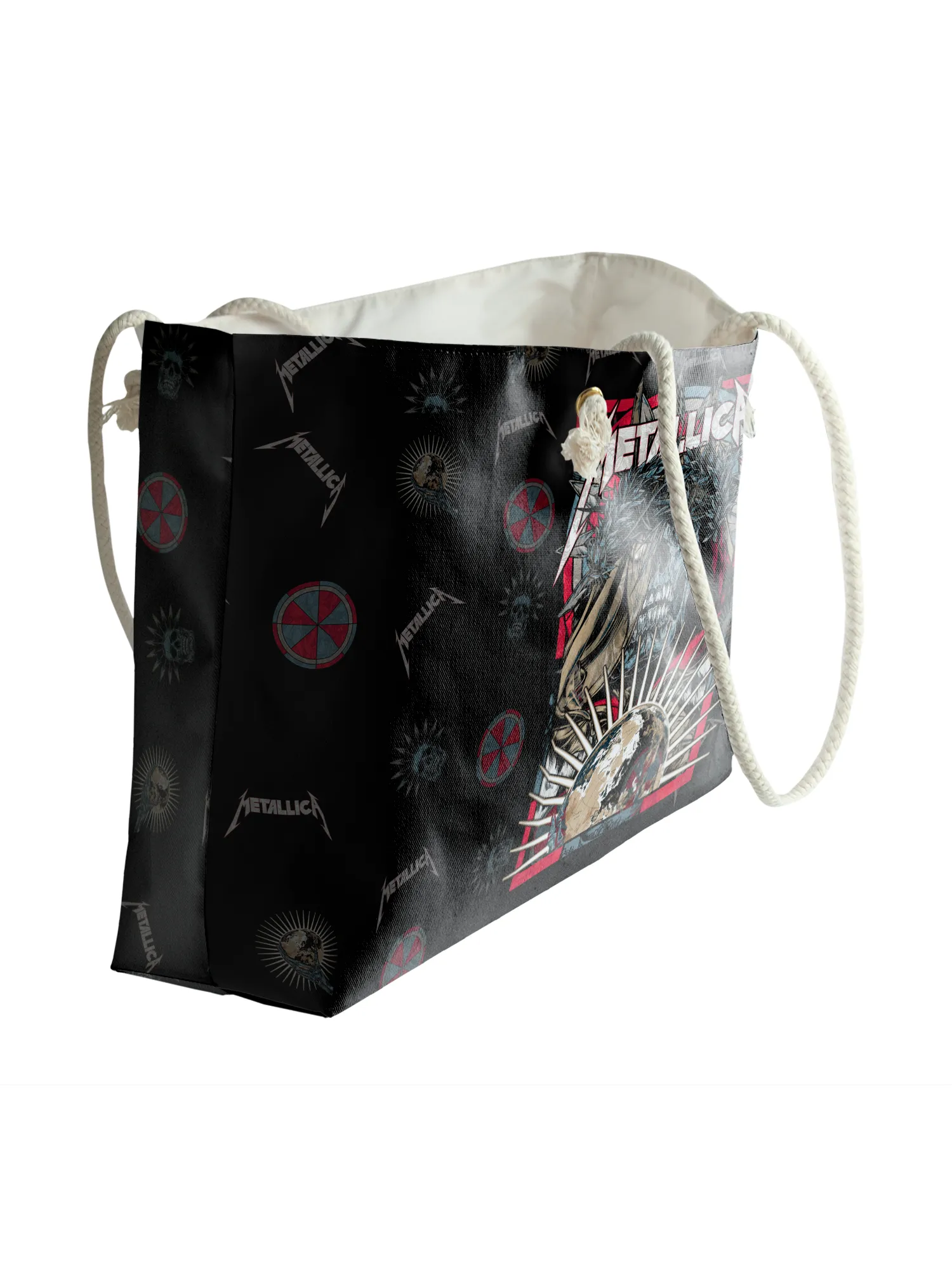 Rocksax Metallica Rope Handled Beach Bag - Skull
