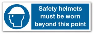 Safety helmets must be worn beyond this point