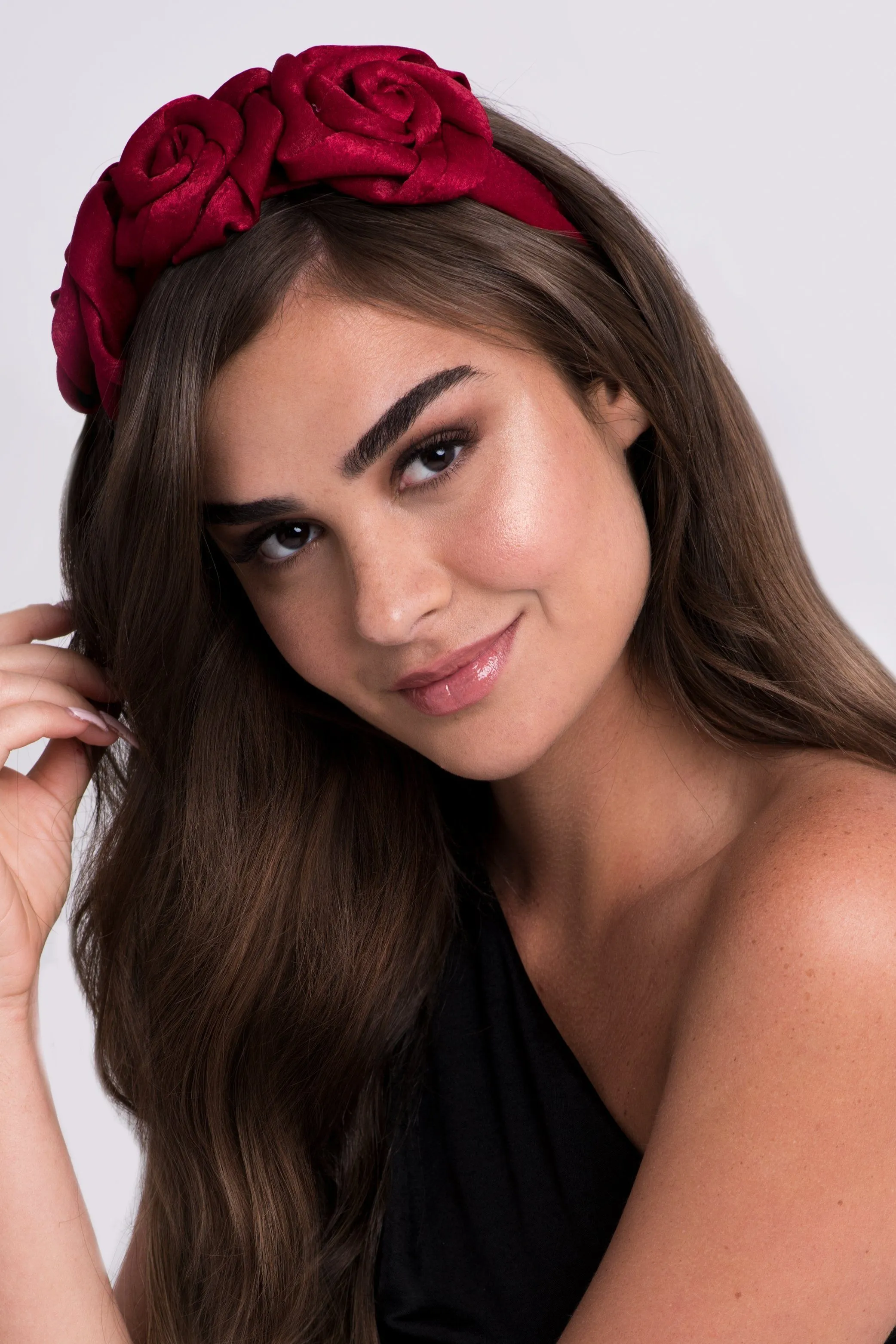 Satin Rose Crown Headband