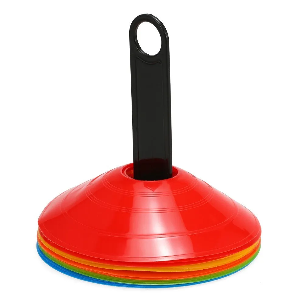 (Set of 15) Training Pylons Sport Field Marking Cones with Holder - Colorful