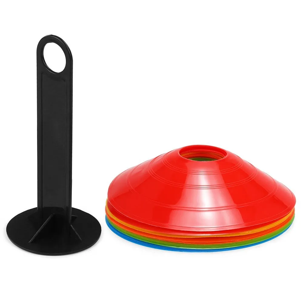 (Set of 15) Training Pylons Sport Field Marking Cones with Holder - Colorful