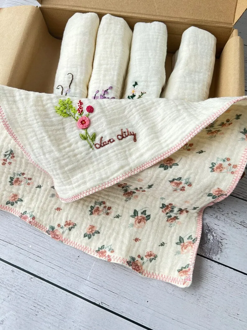 Set Organic Muslin Handkerchief, Baby Face Towel