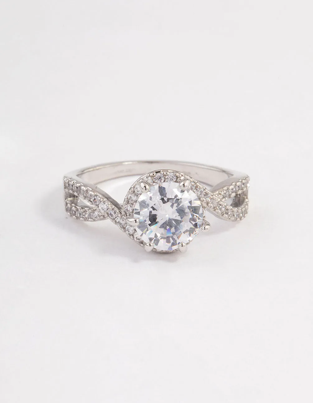 Silver Round Infinity Halo Ring
