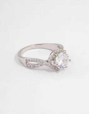 Silver Round Infinity Halo Ring