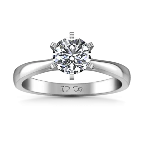 Solitaire Engagement Ring Tapered And Arched 14K White Gold