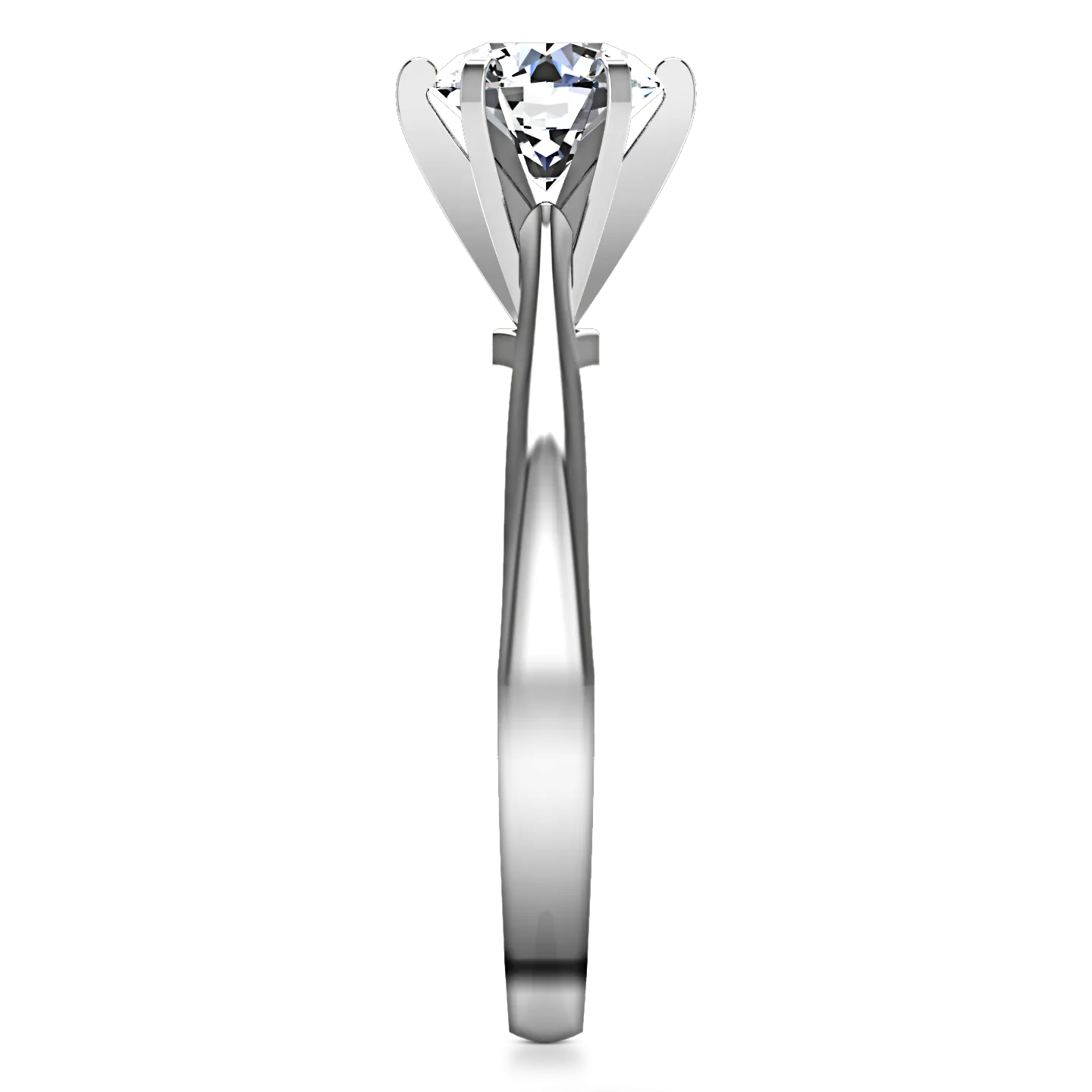 Solitaire Engagement Ring Tapered And Arched 14K White Gold