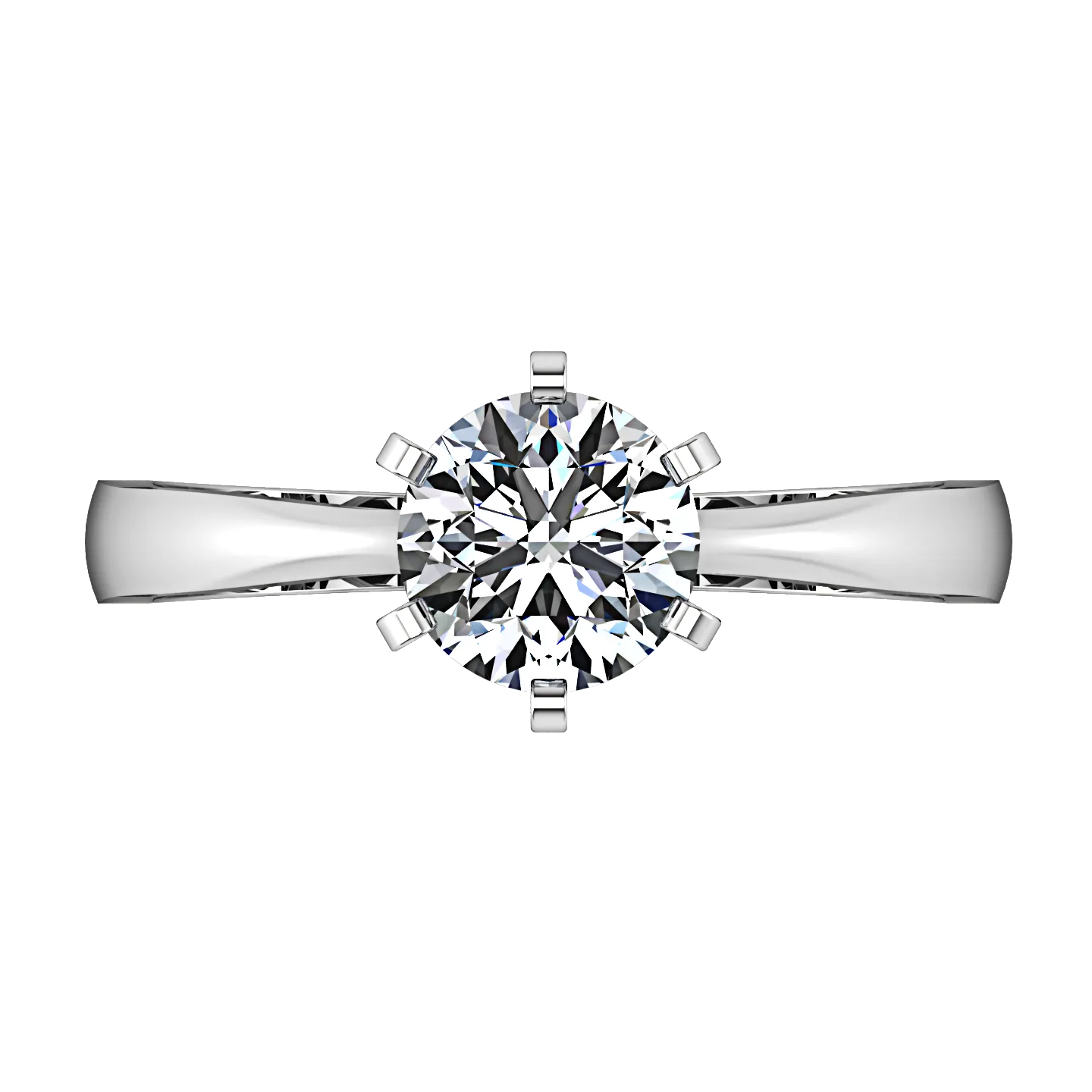 Solitaire Engagement Ring Tapered And Arched 14K White Gold