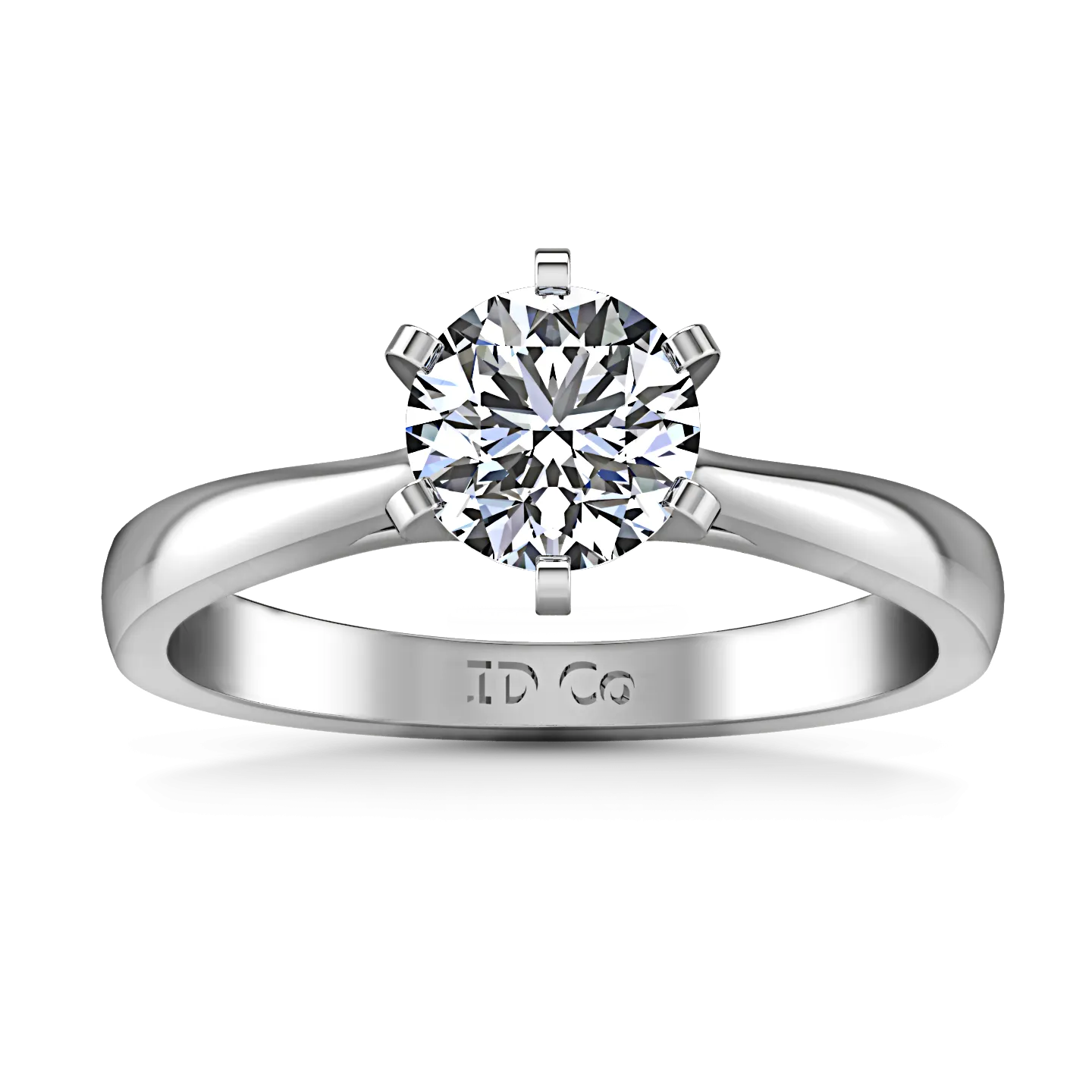 Solitaire Engagement Ring Tapered And Arched 14K White Gold