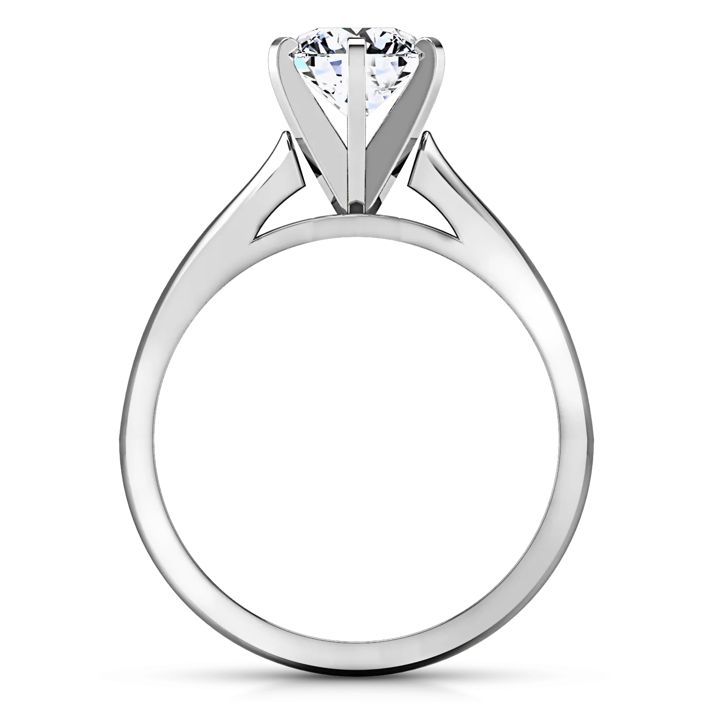 Solitaire Engagement Ring Tapered And Arched 14K White Gold