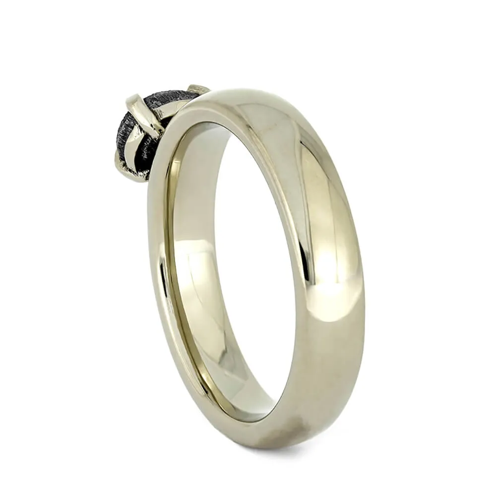 Solitaire Meteorite Stone Engagement Ring