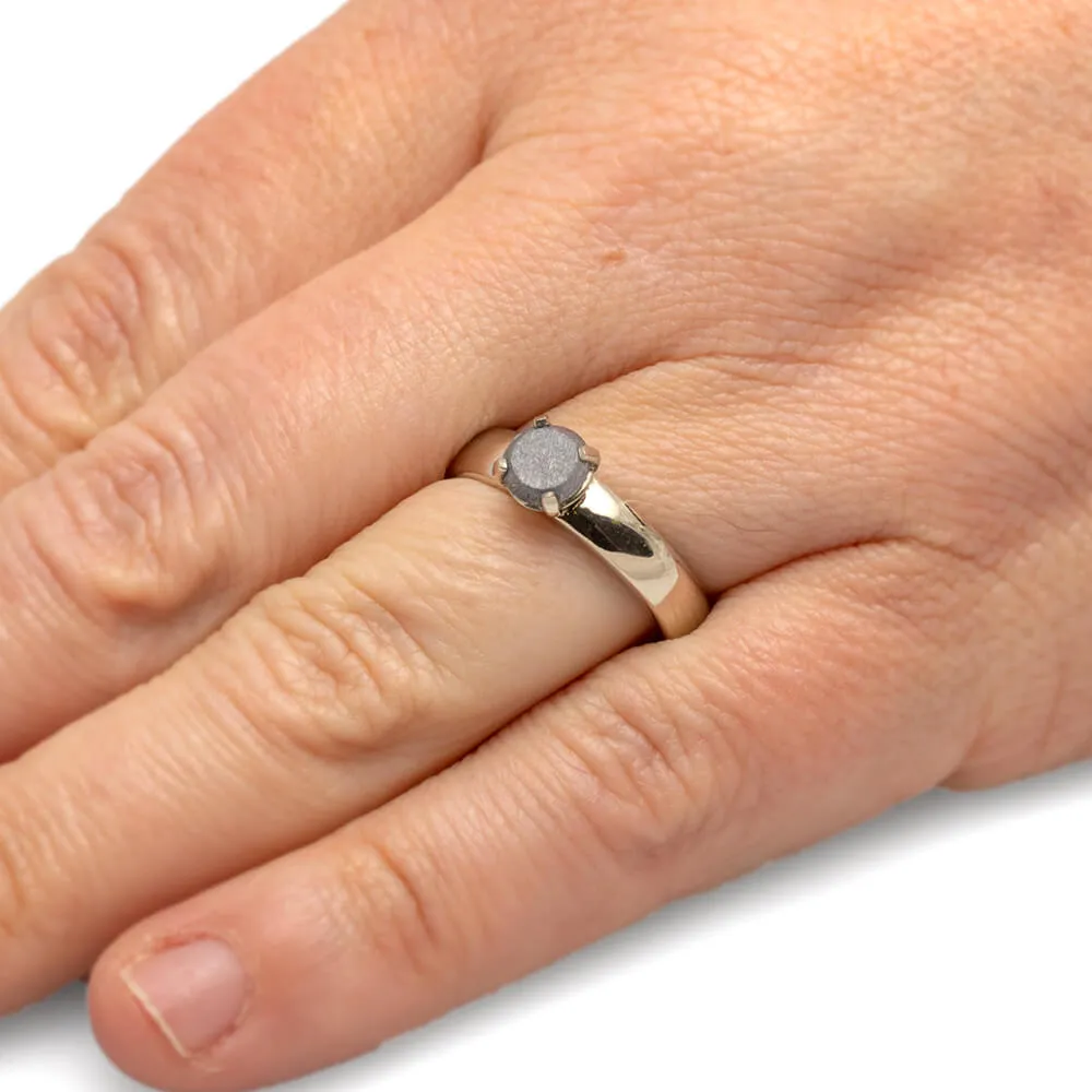 Solitaire Meteorite Stone Engagement Ring