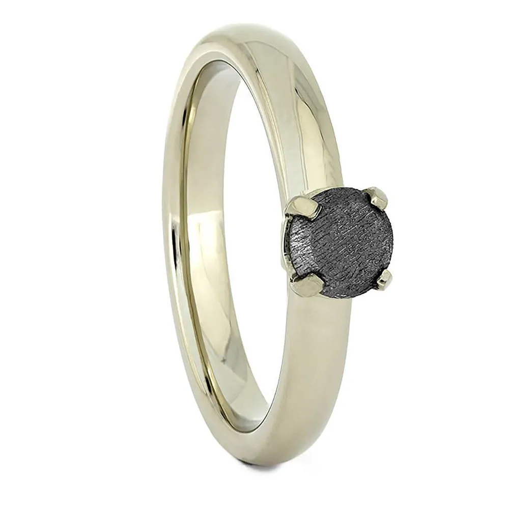 Solitaire Meteorite Stone Engagement Ring
