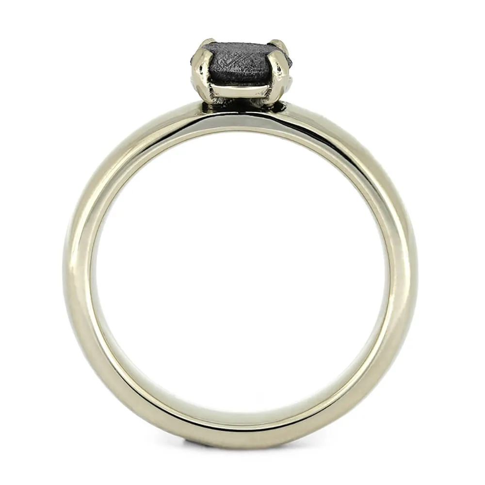 Solitaire Meteorite Stone Engagement Ring