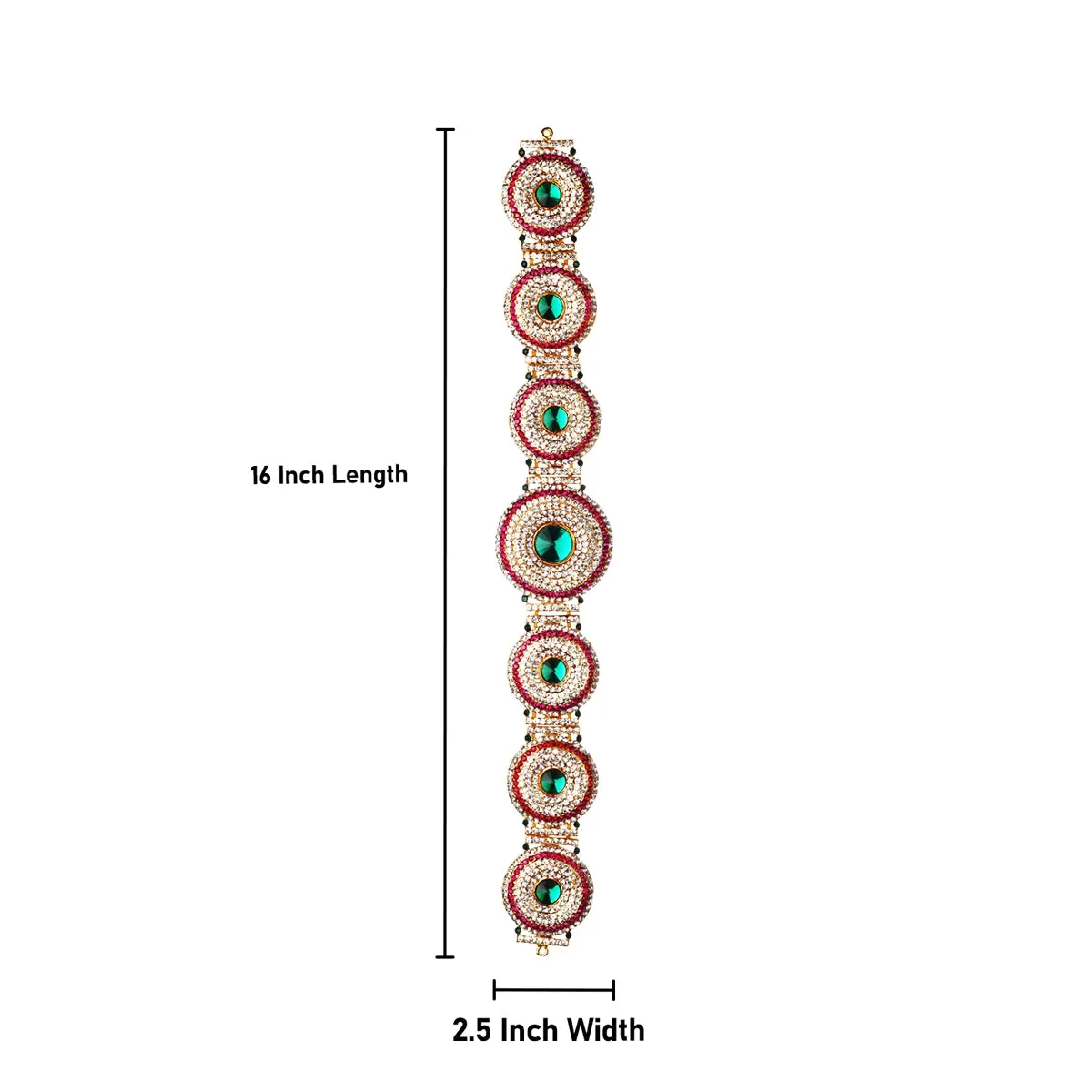 Stone Belt - 2.5 x 16 Inch | Waist Belt/ Hip Belt/ God Ornament/ Multicolour Stone Jewellery for Deity