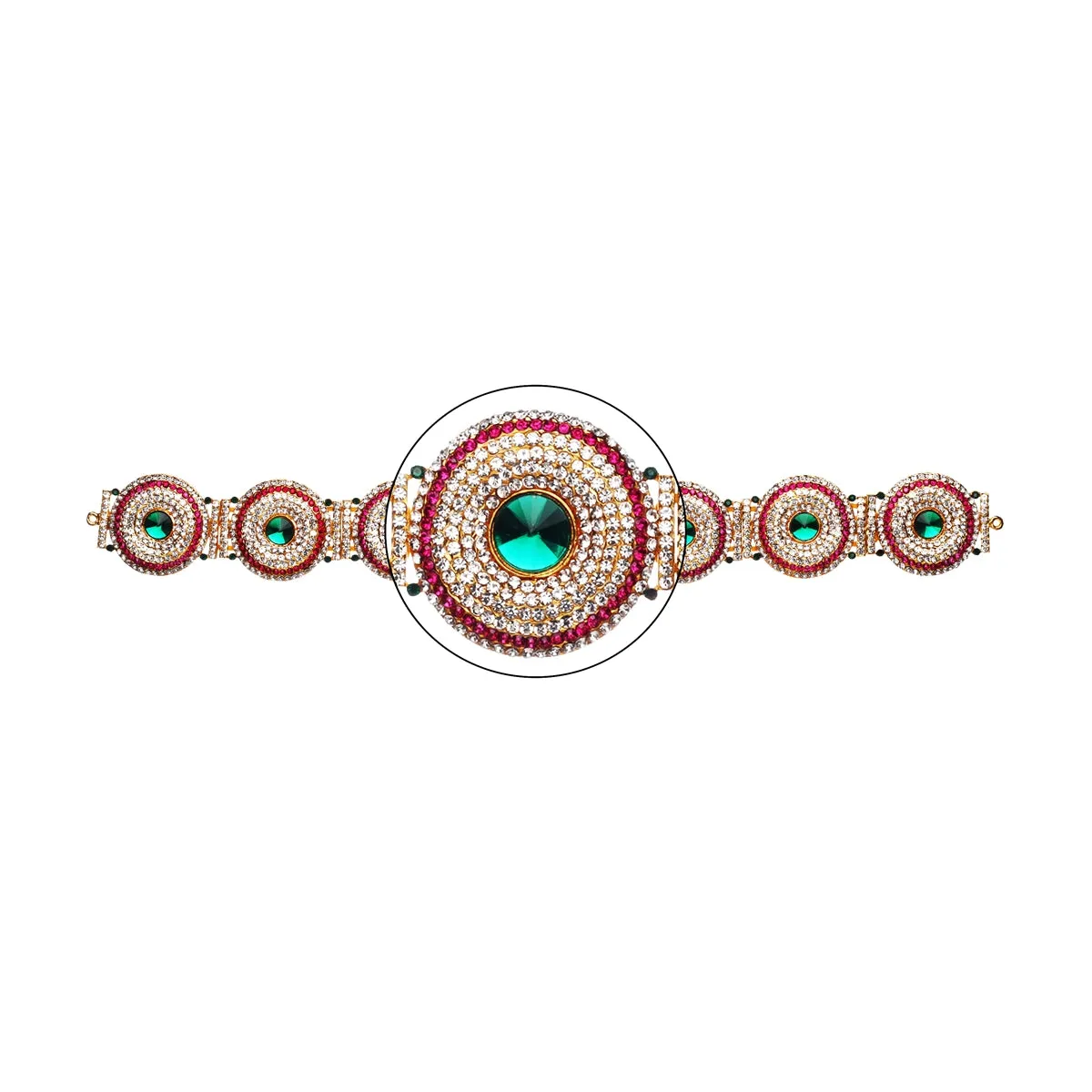 Stone Belt - 2.5 x 16 Inch | Waist Belt/ Hip Belt/ God Ornament/ Multicolour Stone Jewellery for Deity