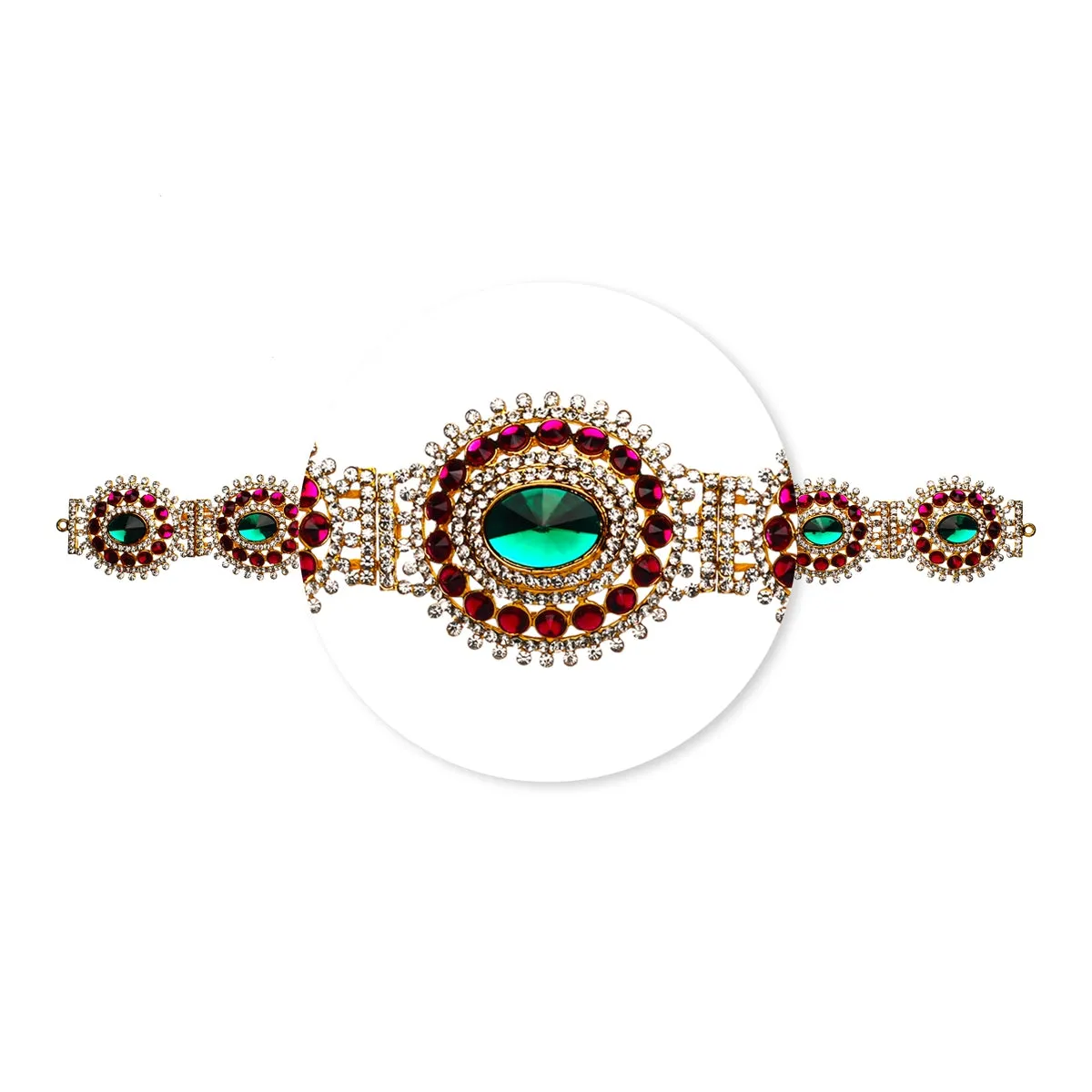 Stone Belt - 2.5 x 18 Inch | Waist Belt/ Hip Belt/ God Ornament/ Multicolour Stone Jewellery for Deity