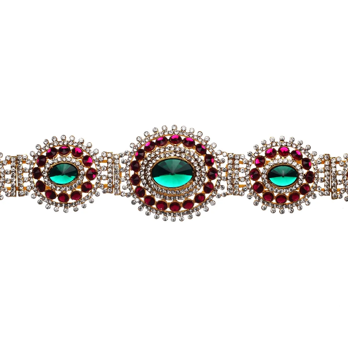 Stone Belt - 2.5 x 18 Inch | Waist Belt/ Hip Belt/ God Ornament/ Multicolour Stone Jewellery for Deity