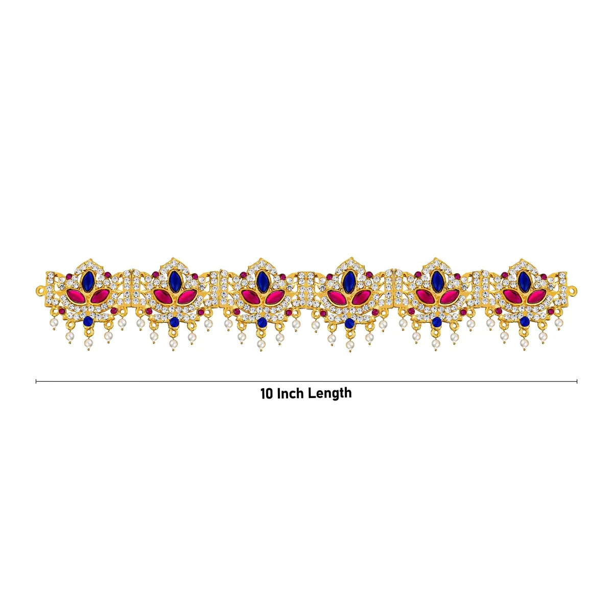 Stone Hip Belt - 10 Inches | Multicolour Stone Waist Belt/ Stone Jewellery/ Stone Belt for Deity Decor