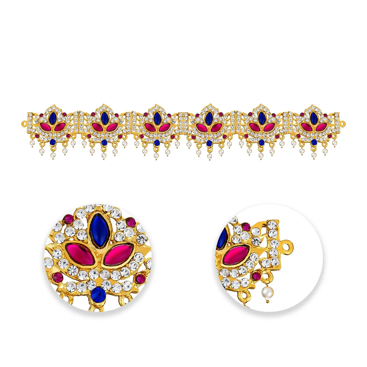 Stone Hip Belt - 10 Inches | Multicolour Stone Waist Belt/ Stone Jewellery/ Stone Belt for Deity Decor