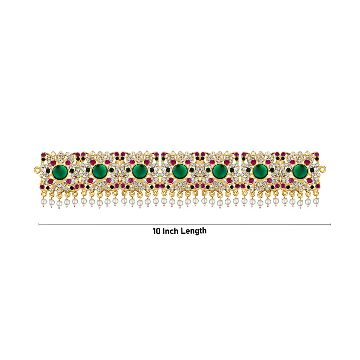 Stone Hip Belt - 10 Inches | Stone Jewellery/ Multicolour Stone & Beads Design Waist Belt/ Stone Belt for Deity