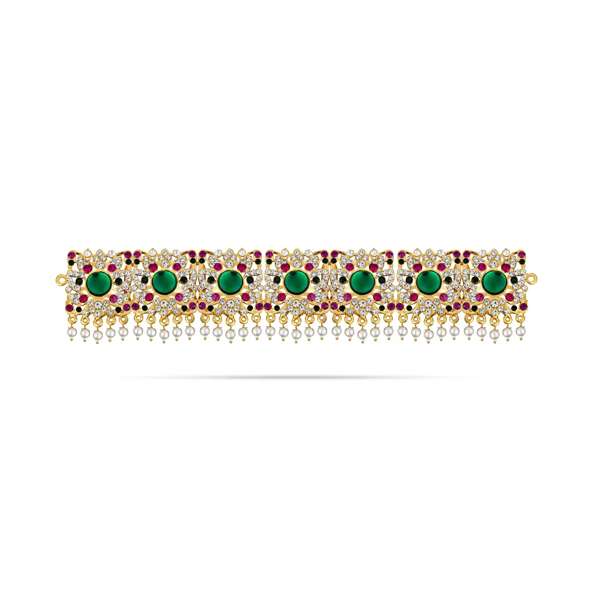 Stone Hip Belt - 10 Inches | Stone Jewellery/ Multicolour Stone & Beads Design Waist Belt/ Stone Belt for Deity