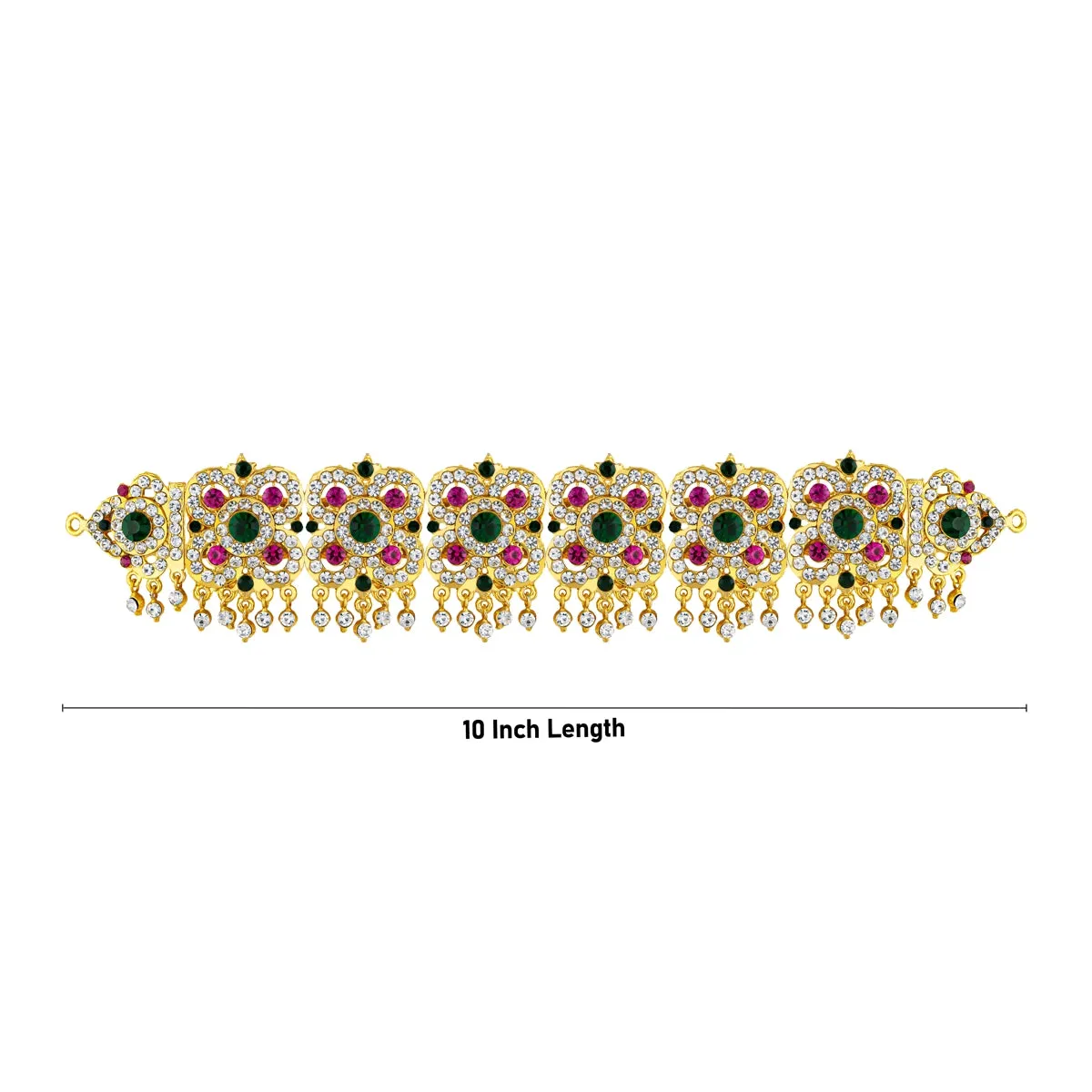 Stone Hip Belt - 10 Inches | Stone Jewellery/ Multicolour Stone Waist Belt/ Stone Belt for Deity Decor