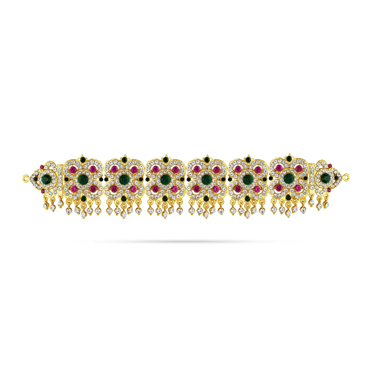 Stone Hip Belt - 10 Inches | Stone Jewellery/ Multicolour Stone Waist Belt/ Stone Belt for Deity Decor