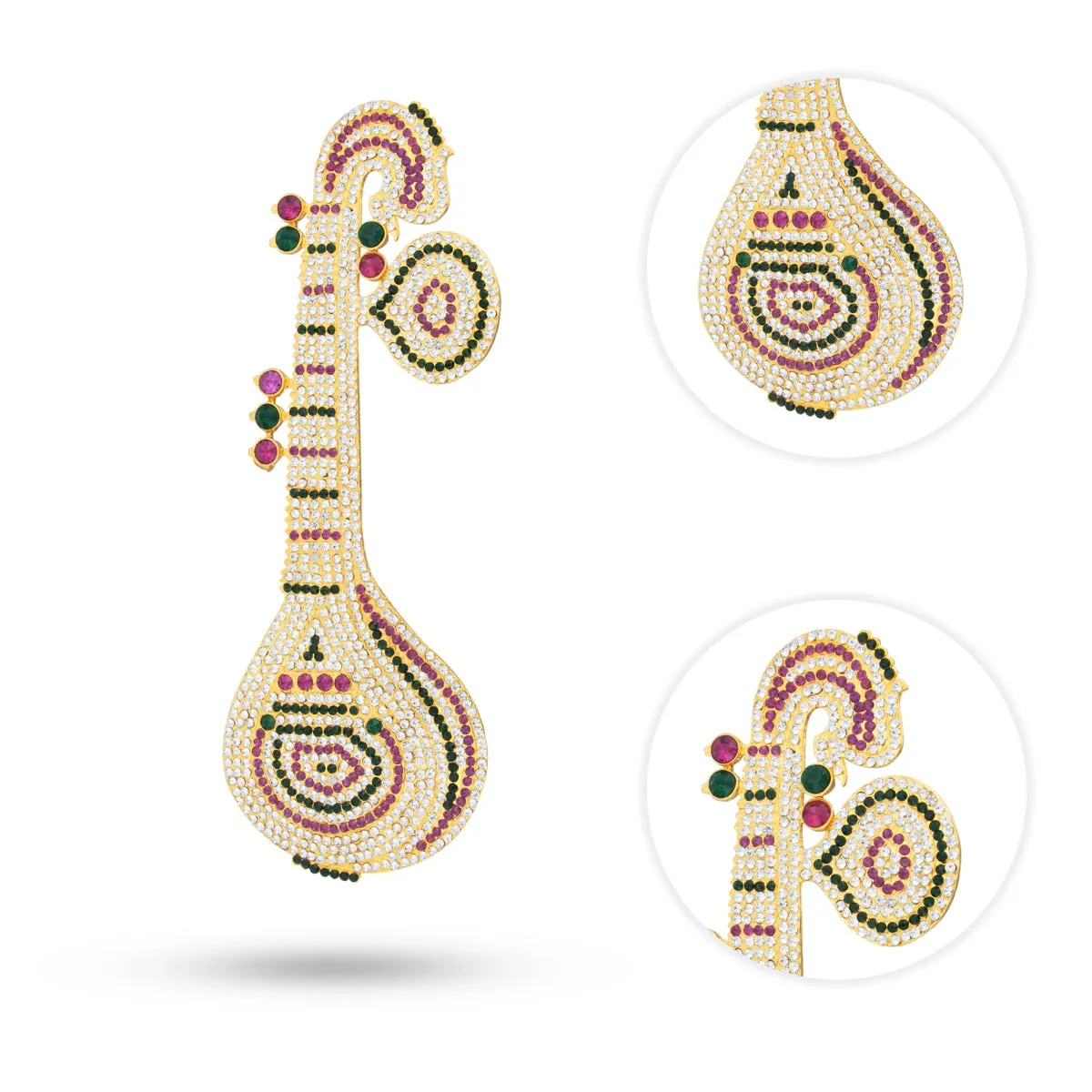 Stone Veena - 10 x 3.5 Inches | Multicoloured Stone Veenai/ Deity Ornament