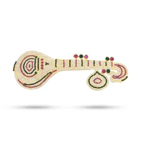 Stone Veena - 10 x 3.5 Inches | Multicoloured Stone Veenai/ Deity Ornament