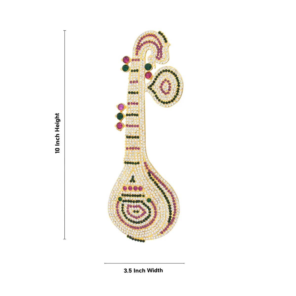 Stone Veena - 10 x 3.5 Inches | Multicoloured Stone Veenai/ Deity Ornament