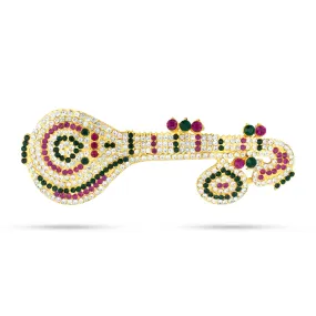 Stone Veena - 6 x 2.25 Inches | Multicoloured Stone Veenai/ Deity Ornament