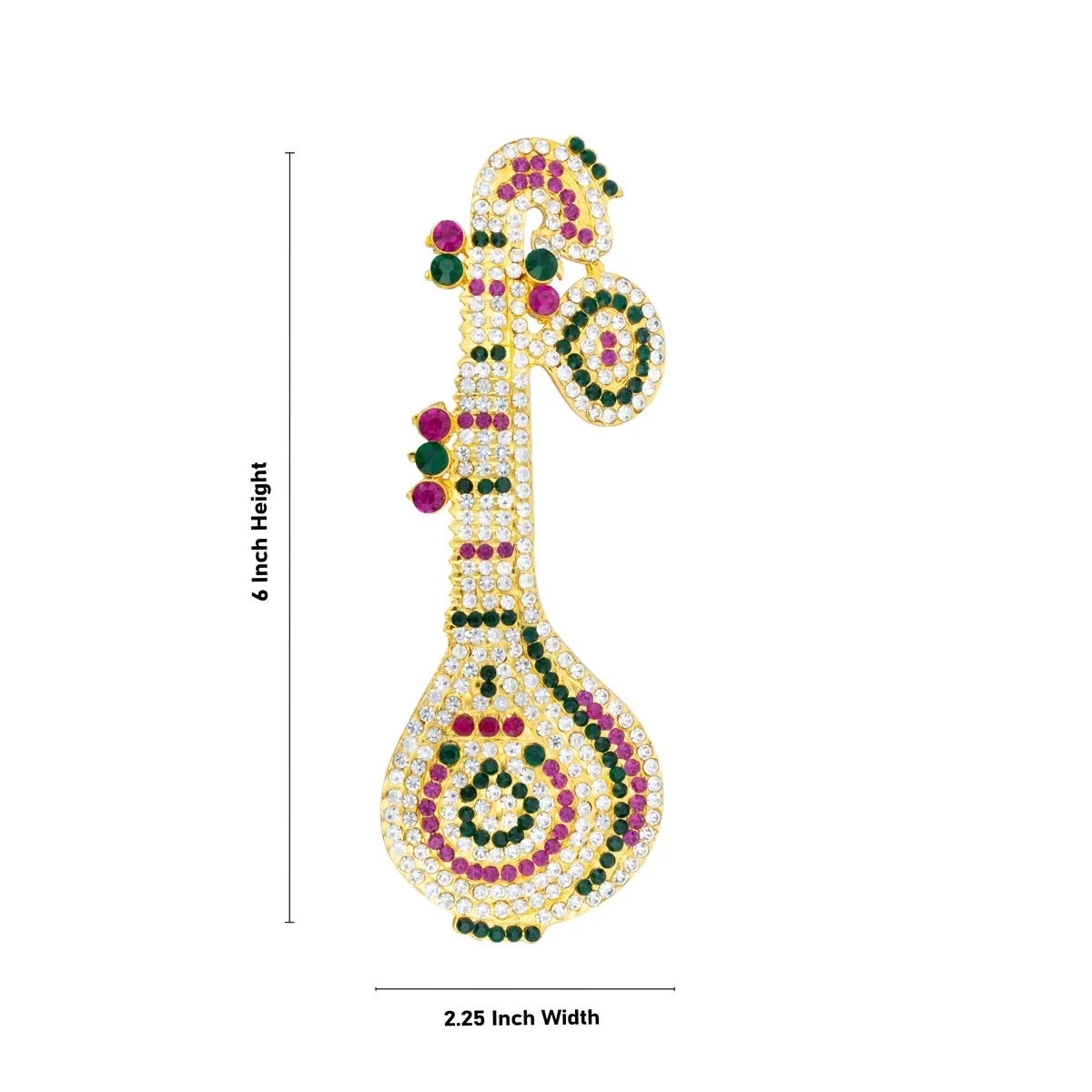 Stone Veena - 6 x 2.25 Inches | Multicoloured Stone Veenai/ Deity Ornament