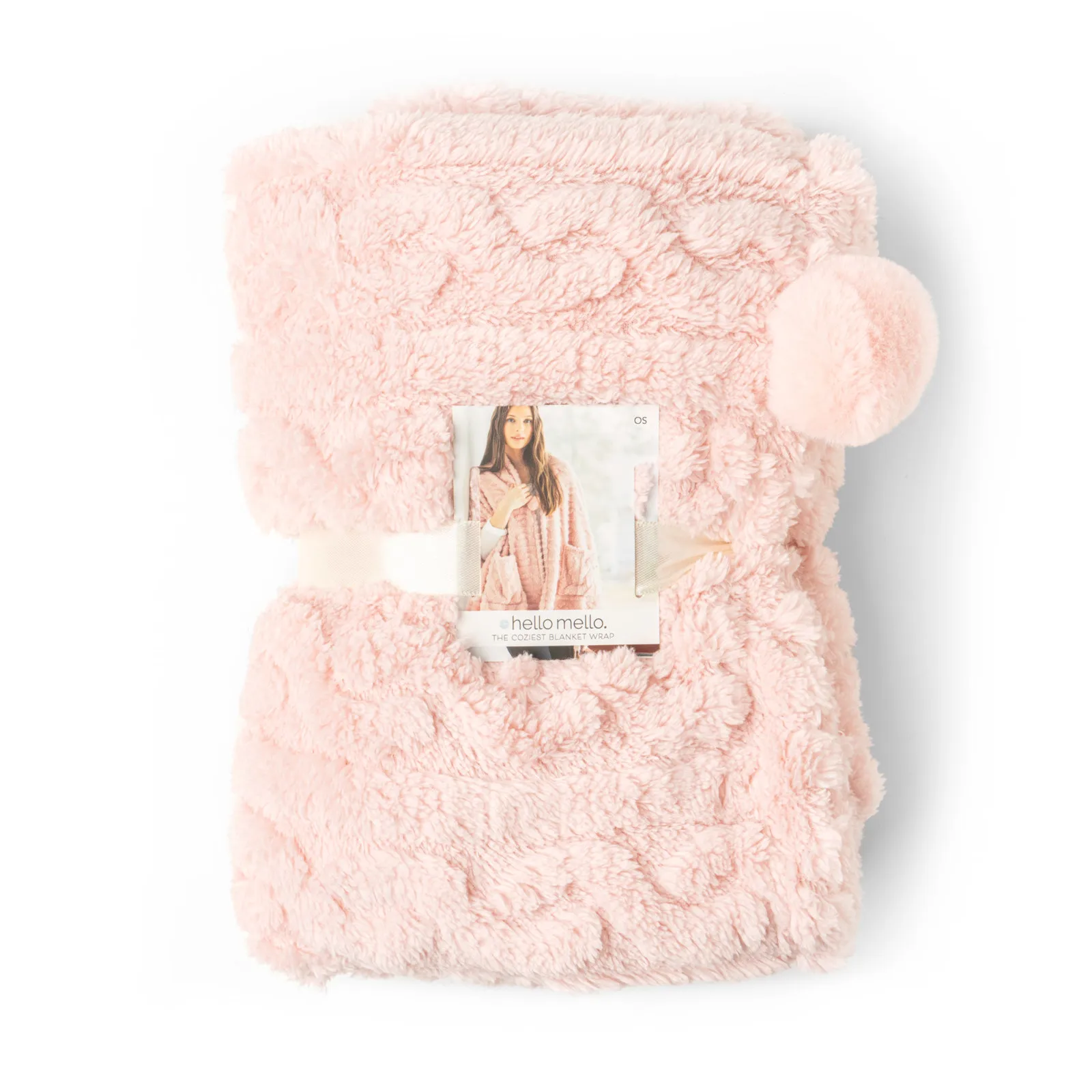The Coziest Blanket Wrap with Front Pockets and Puff Pom Toggle Tan