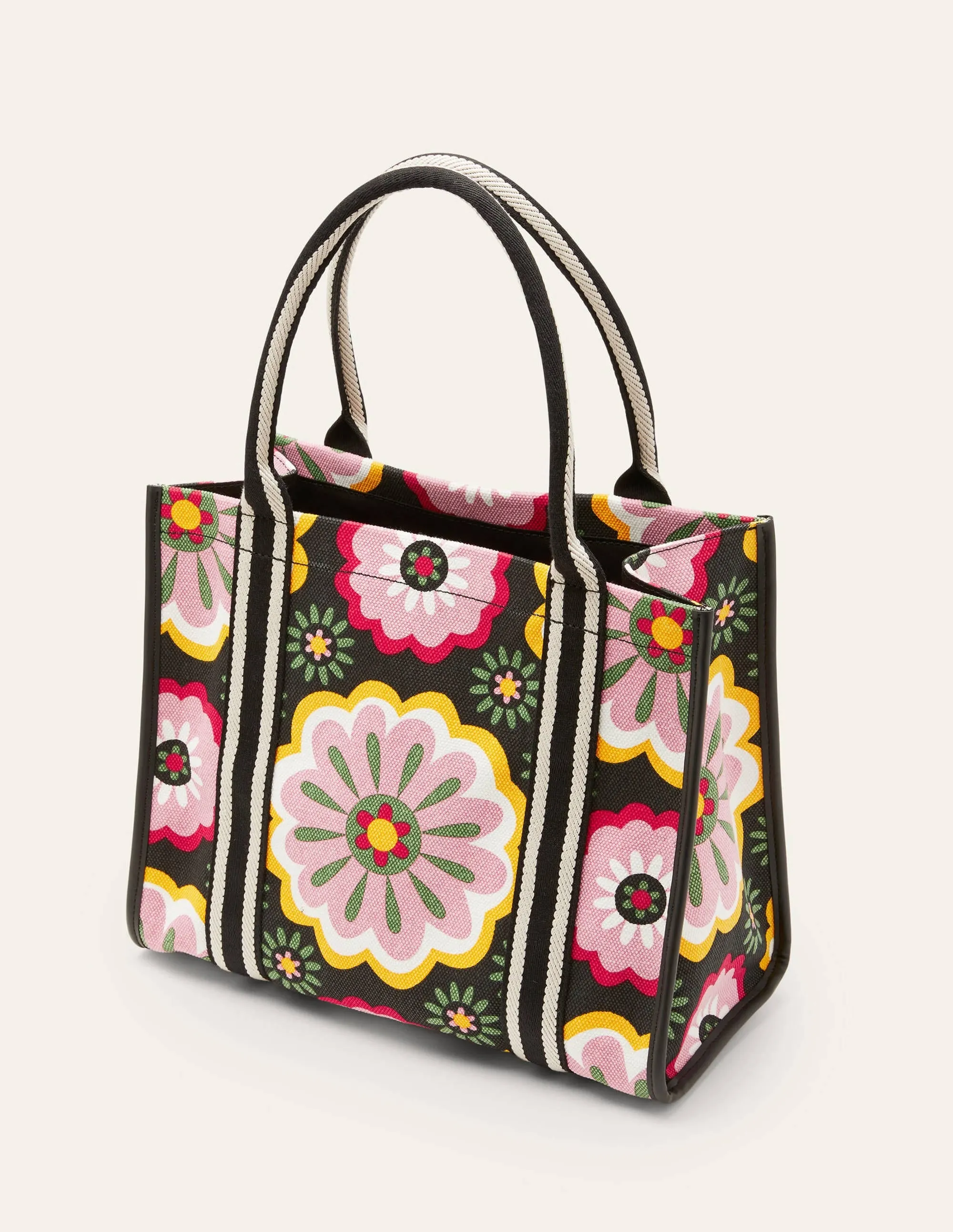 Tilda Canvas Tote Bag-Black, Opulent Daisy