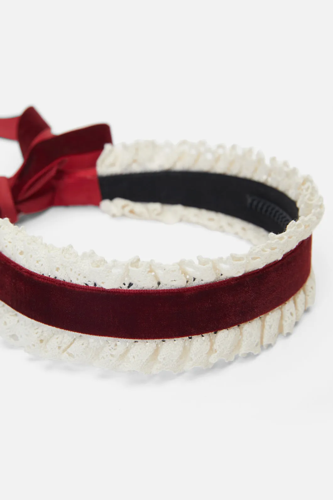 Velvet & Lace Bow Headband